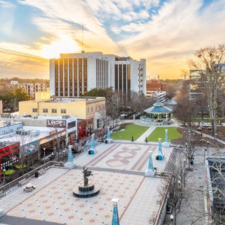 Downtown area of Decatur Georgia during sunrise